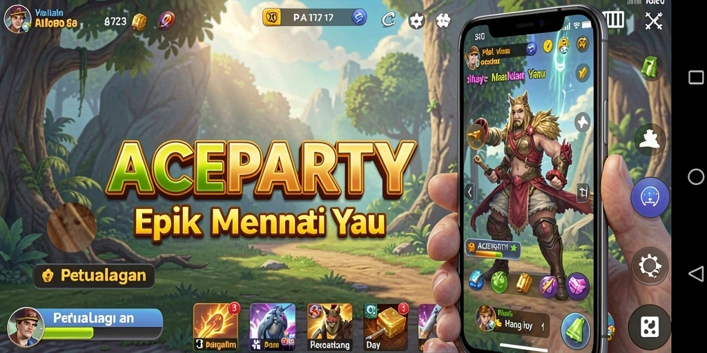 Tampilan gameplay menakjubkan dari ACEPARTY dengan aksi dan petualangan seru.