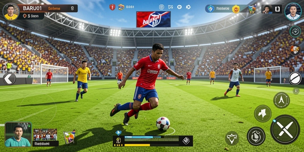 Gameplay seru BARU01 dengan aksi sepak bola intens.