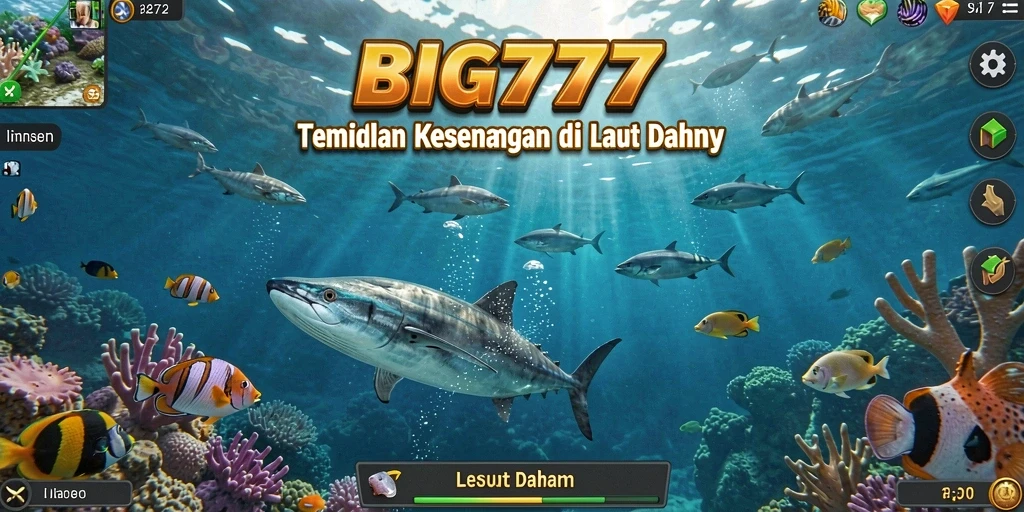 Screenshot gameplay BIG777 dengan pemain menangkap ikan besar di laut.