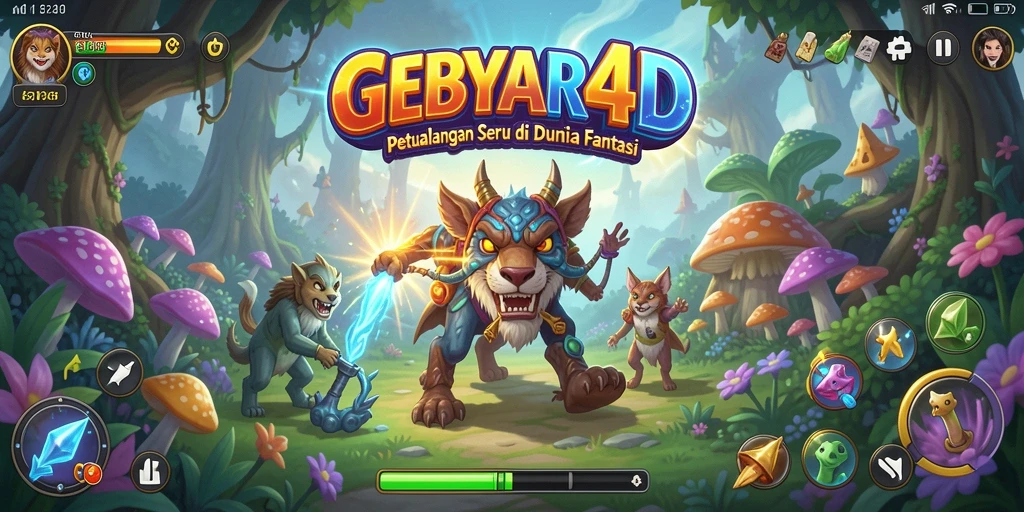 Tangkapan layar GEBYAR4D yang menampilkan aksi penuh petualangan.