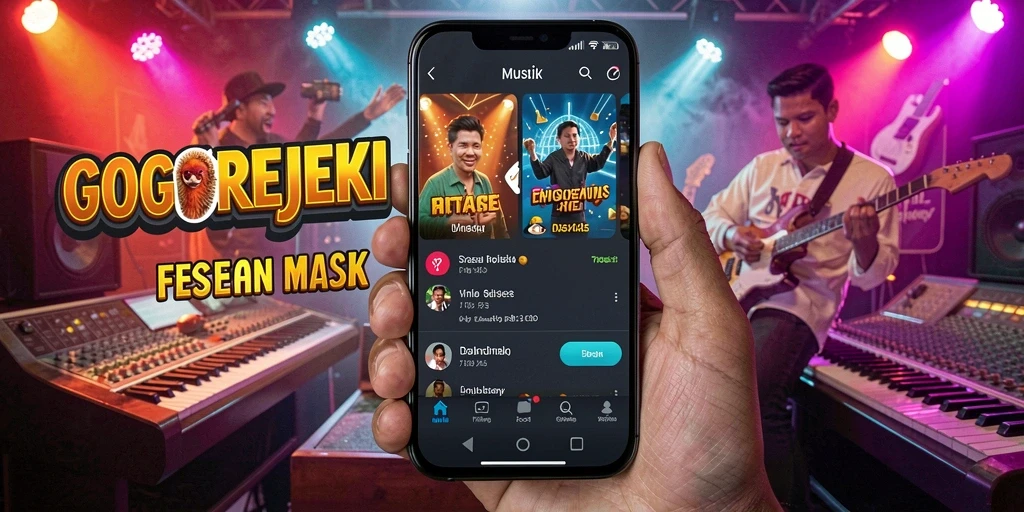 Tampilan interaksi permainan musik yang seru dan menarik.
