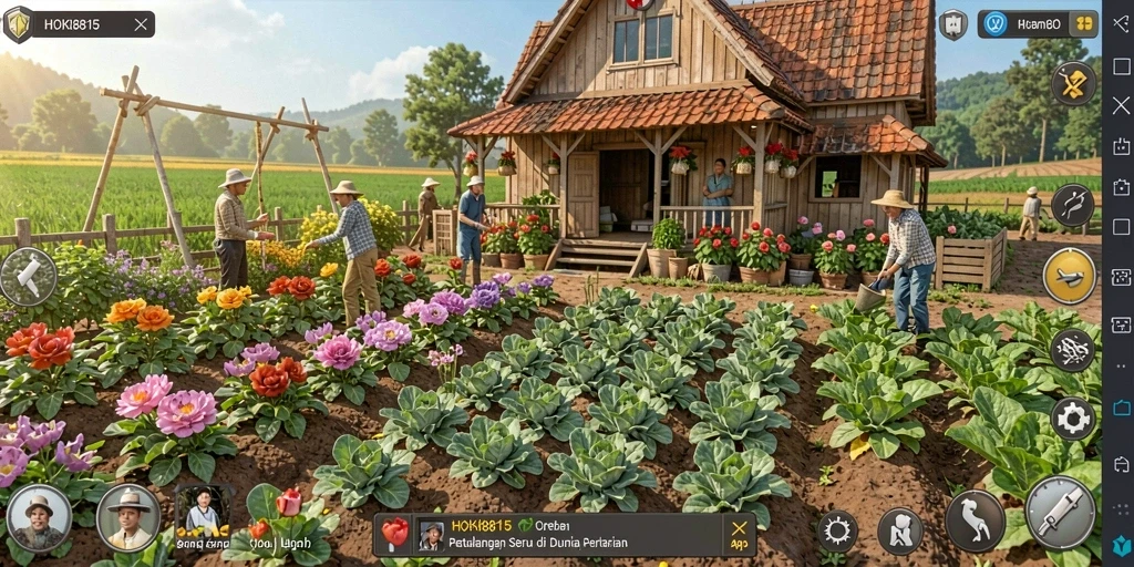 Screenshot HOKI8815 menunjukkan keseruan gameplay berkebun yang interaktif.