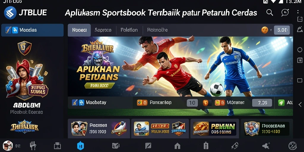 Screenshot JTBLUE dengan tampilan grafis menarik dan antarmuka taruhan.