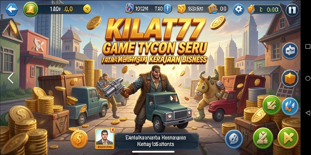 Menampilkan gameplay seru dalam membangun kerajaan bisnis.