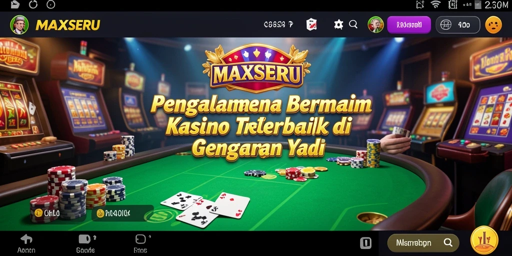 Screenshot gameplay <strong>MAXSERU</strong> menampilkan suasana kasino yang mengesankan dan interaktif.