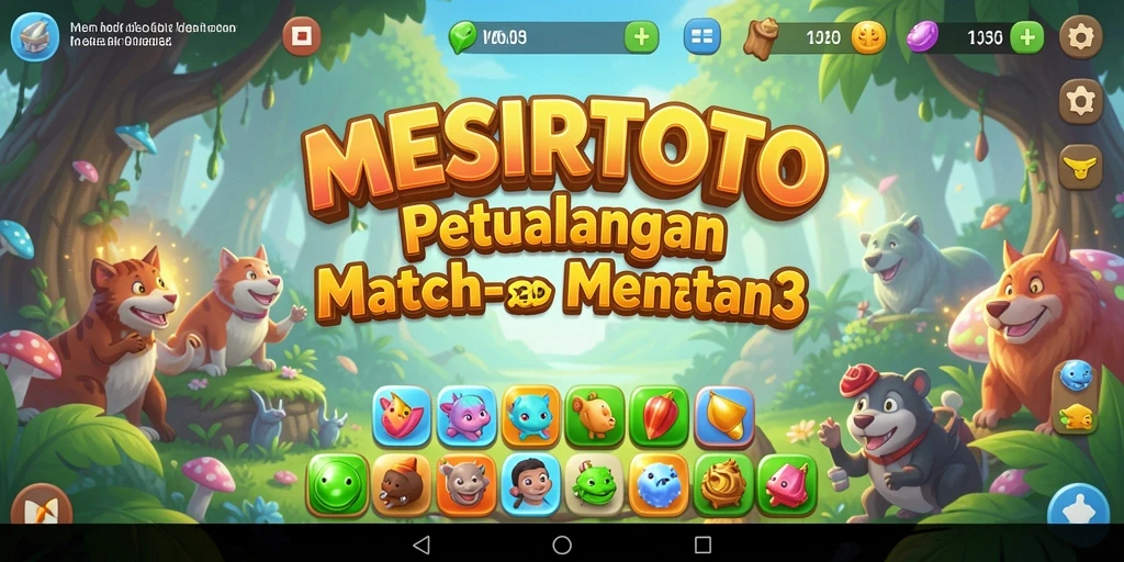 Tangkapan layar gameplay MESIRTOTO menampilkan keseruan mencocokkan simbol.