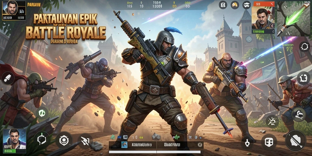 Tampilan gameplay seru dalam pertempuran Battle Royale.