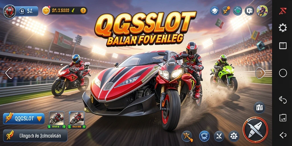 Gameplay seru balap cepat di QQSLOT dengan kendaraan yang menakjubkan.