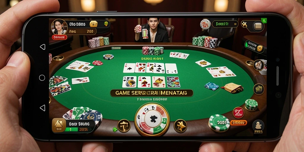 Screenshot dari game T6 menampilkan momen intens saat bermain Poker.